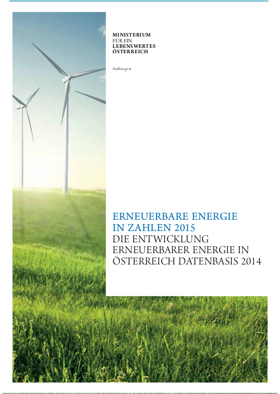 Deckblatt: "Erneuerbare Energie in Zahlen 2015 - Die Entwicklung Erneuerbarer Energie in Österreich Datenbasis 2014"