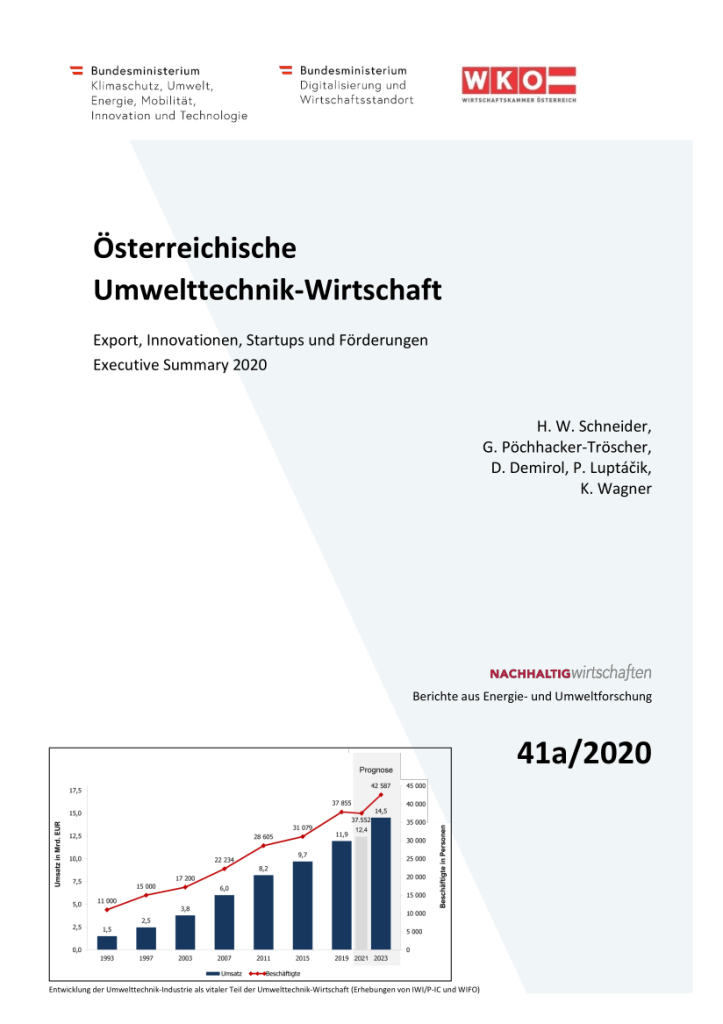 Deckblatt "Österreichische Umwelttechnik-Wirtschaft" Studie