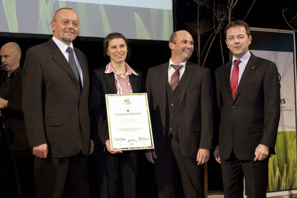 From left to right: Former Mayor Klaus Silbermayr, City Councillor Katharina Prall, Kurt Leeb, Minister Niki Berlakovich
