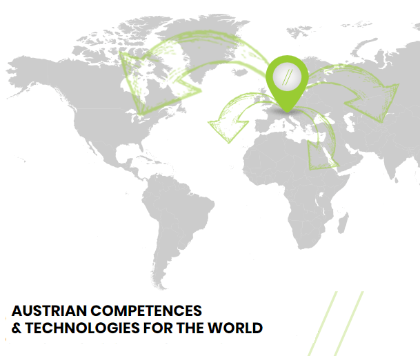 Map showing Austrian competences & technologies for the world